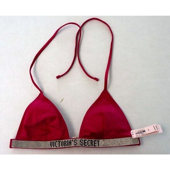 Victoria's Secret 11200594 Sz Small Wicked Rose Shine Band Triangle Bikini Top - Picture 1 of 6